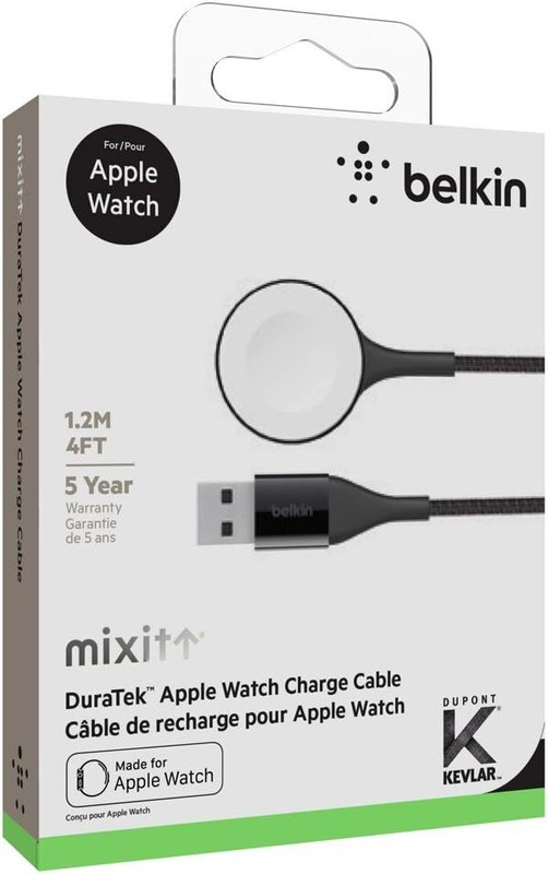 Belkin DuraTek Apple Watch Charge Cable 4ft (1.2m) Long Ultimate Durable – Black