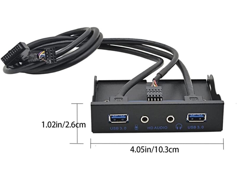 3.5" Floppy Bay High Speed 5 Gbps 20Pin 2 Port USB 3.0 Hub HD Audio 3.5mm Ear... gallery
