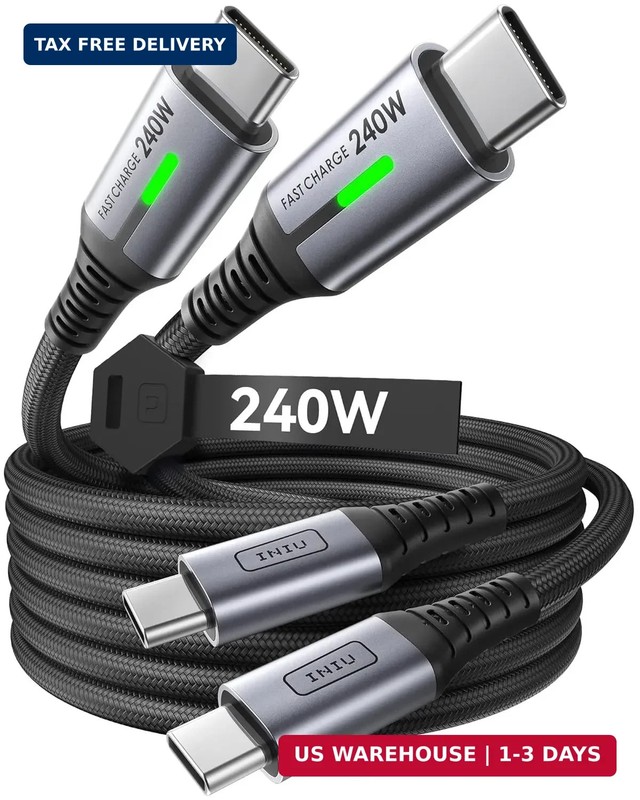 INIU USB C to USB C Cable, 240W Fast Charging Type C Charger Cord, Braided USBC
