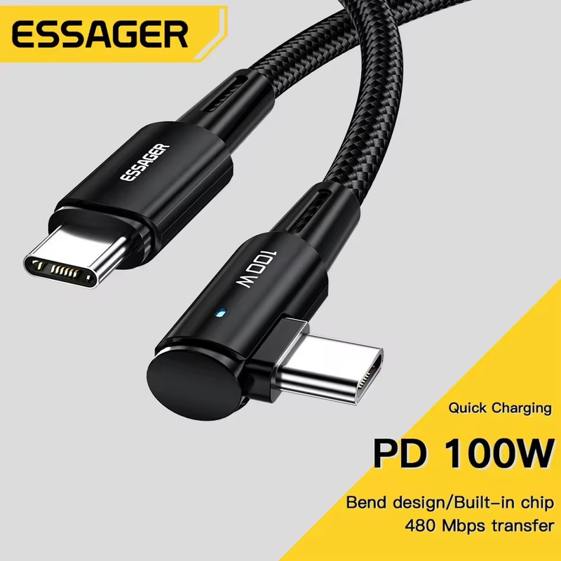100W USB Type C to USB C Cable 90 Degree Angle for Ipad Macbook Pro Xiaomi Samsu gallery