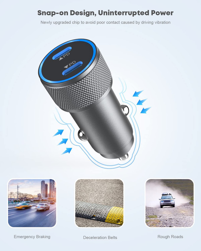 2Pack 40W Fast USB C Car Charger Adapter PD Type C Cable For iPhone 14 13 12 11 gallery