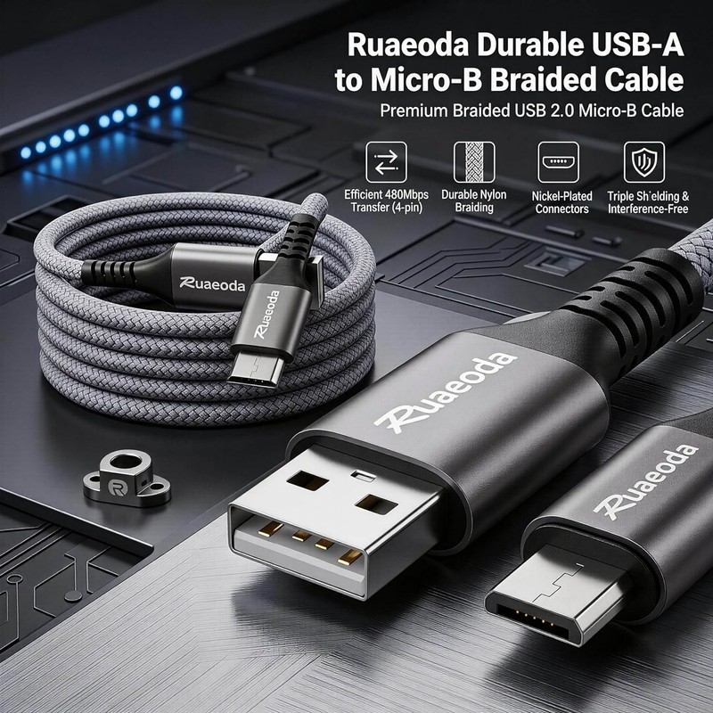 Braided 6ft Micro USB Cable 2-Pack: Unbreakable Durability for Tech Essentials gallery