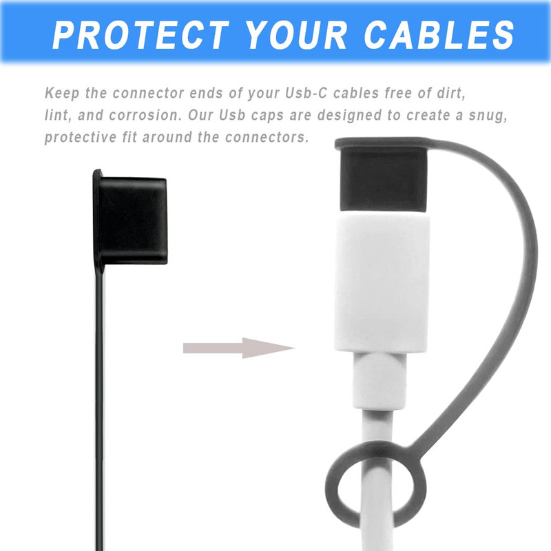 5 Pcs USB C Cable Cover + 5 USB Port Protective Cover + 5 USB C Dust Plugs Caps gallery