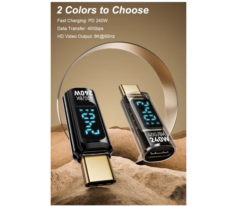USB C Adapter w/Digital Display PD 240W USB-C Male~Female Connector iPhone15 gallery