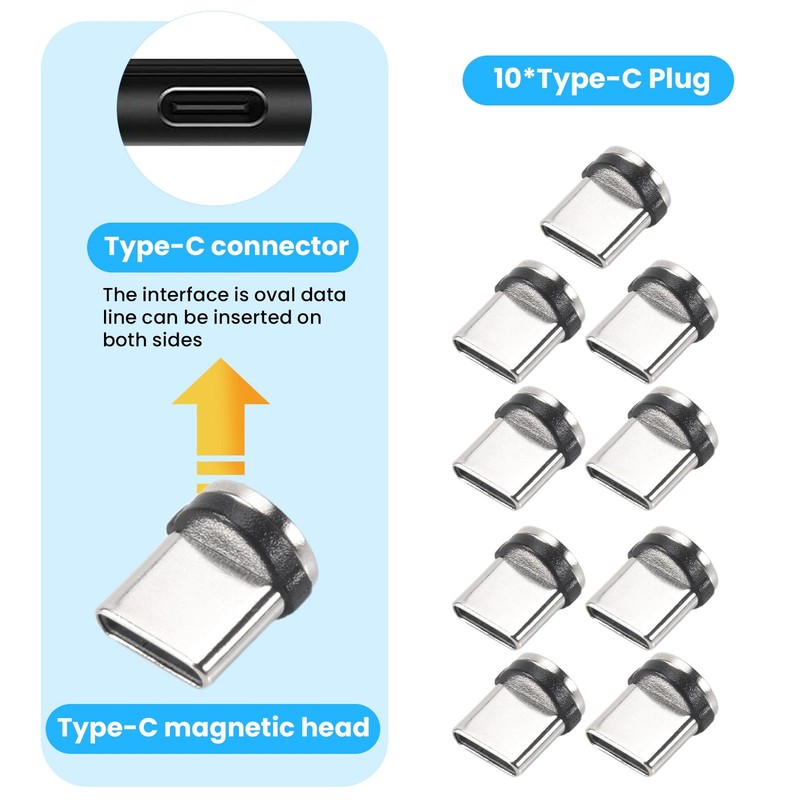 10PC/SET Round Magnetic Cable Plug 8 Pin Type-C Plugs Fast Charging Phone8354 gallery