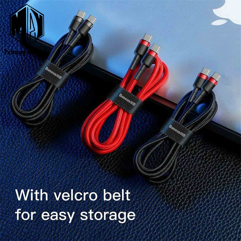 Baseus 6ft 5A 100W Type C to C Cable QC 4.0+PD 2.0 Fast Charger Lead A2TM gallery