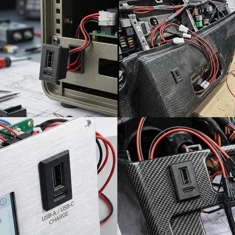 Double Layer Female Type-C Socket USB Lamp Charging Socket Power Cable Connector gallery