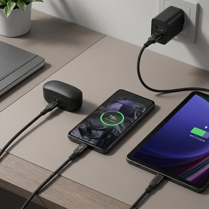 Fibraze USB C Splitter Cable, 5A Fast A Male to 3 7.87 inches, Black gallery