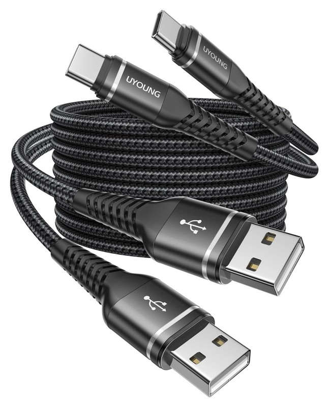 10FT USB A to USB C Cable Fast Charging 2-Pack | Durable Braided Charger for iPh