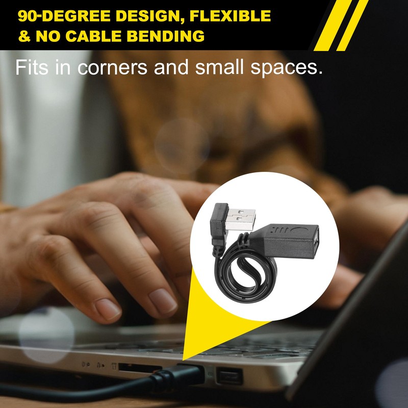 2 Pcs USB2.0 Extension Cable, 11.8 Inch UP&Down Angle Male to Female Adapter gallery