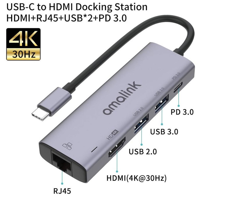 HDMI TV Adapter 5-in-1 USB-C Hub RJ45 Ethernet TYPE-C PD Audio for Cell Phones gallery