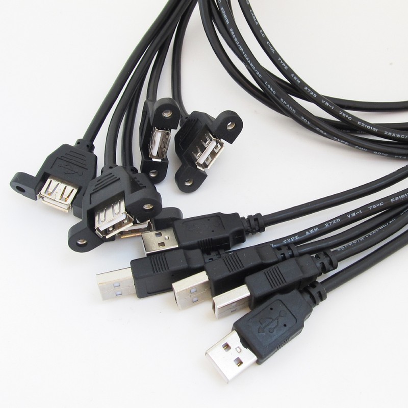 40pcs 1M/3.3FT USB 2.0 A Male to A Female Panel Mount Screw Hole Extension Cable gallery