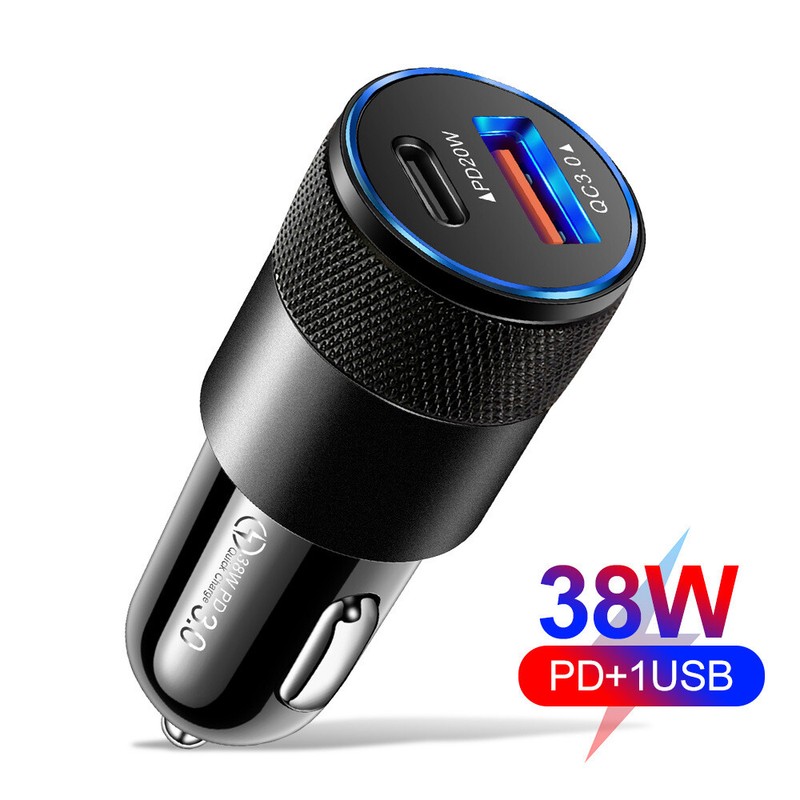 38W Fast Car Adapter USB Type-C Charging Block Cable For iPhone 17 16 15/Samsung