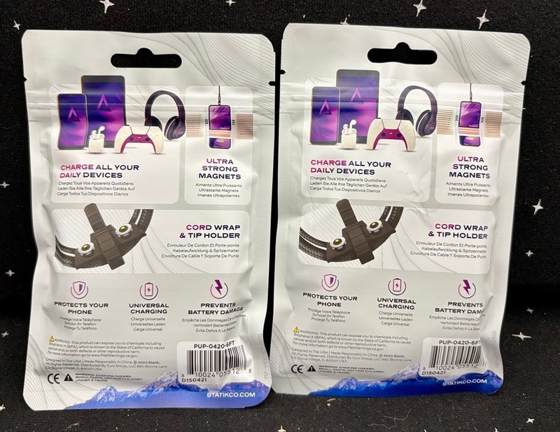 2 Statik 360 Universal Magnetic Charge Cable W/3 Magnetic Tips 6 Ft. New Sealed gallery