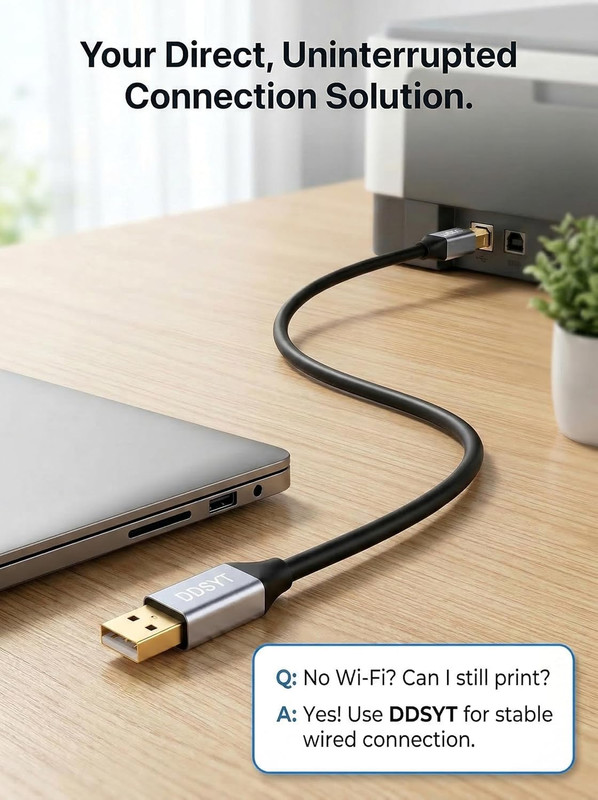 USB 2.0 Printer Cable Gold Plated Type B Cord 6FT for PC Mac Scanner Digital gallery