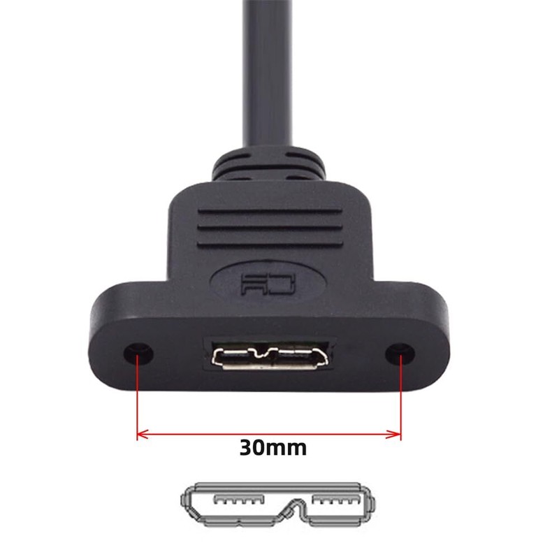 Type-A USB 3.0 Female to Micro 3.0 Type-B Female Screw Mount Extension 5Gbps gallery