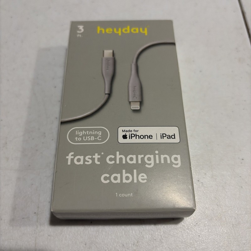 Heyday 3′ Lightening To USB-C Cable – Gray, Made For iPhone iPad