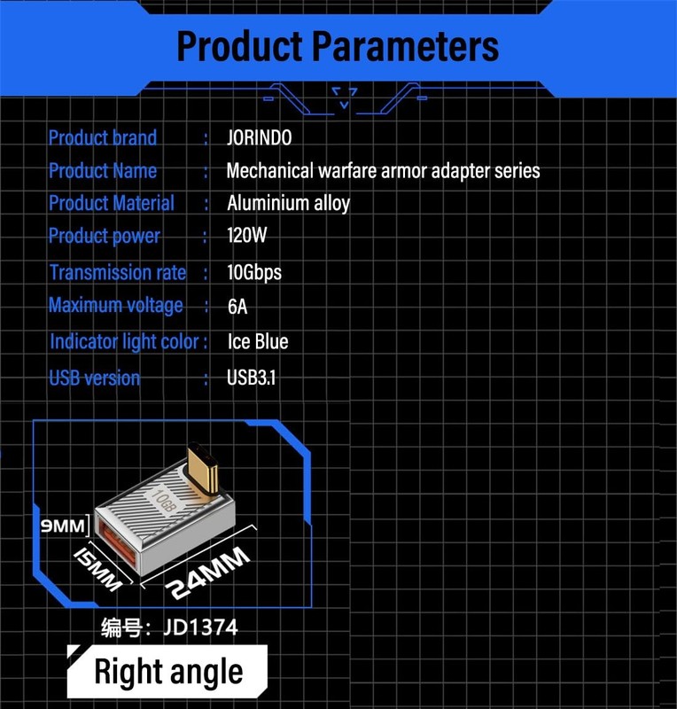Type C Male To USB 3.0 A Female Charger Converter 10Gbps OTG Right Angle 2 PK gallery
