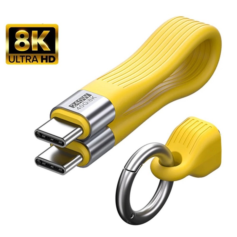 240W USB4 Type C to Type C Keychain Cable 40Gbps 8K Fast Charging Short Cord