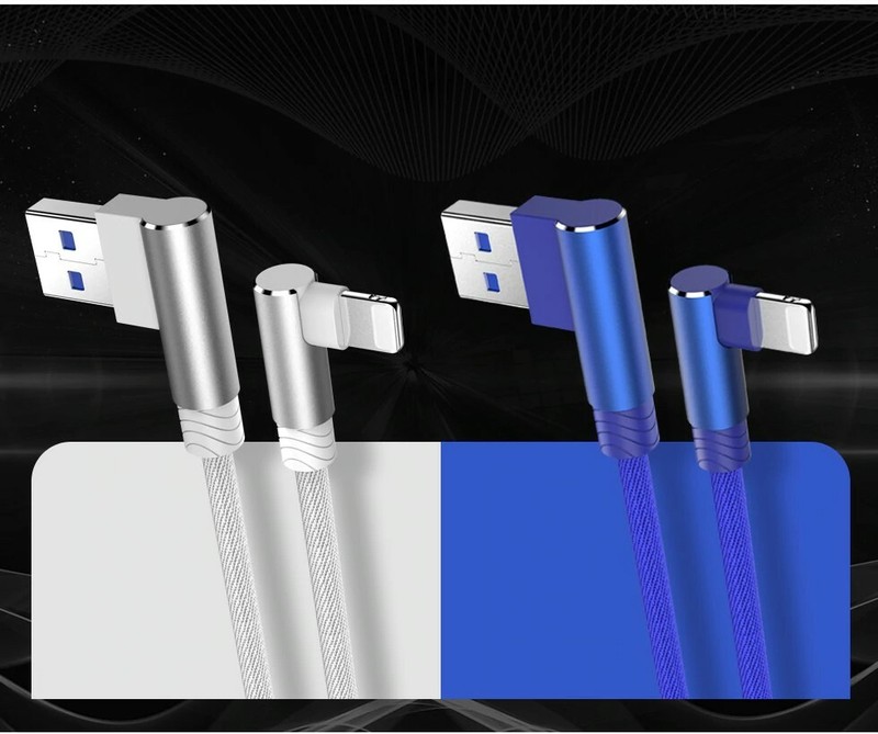 90 Degree 3A Fast Charging USB UNIVERSAL Cable For iPhone 6 And Above iPad gallery