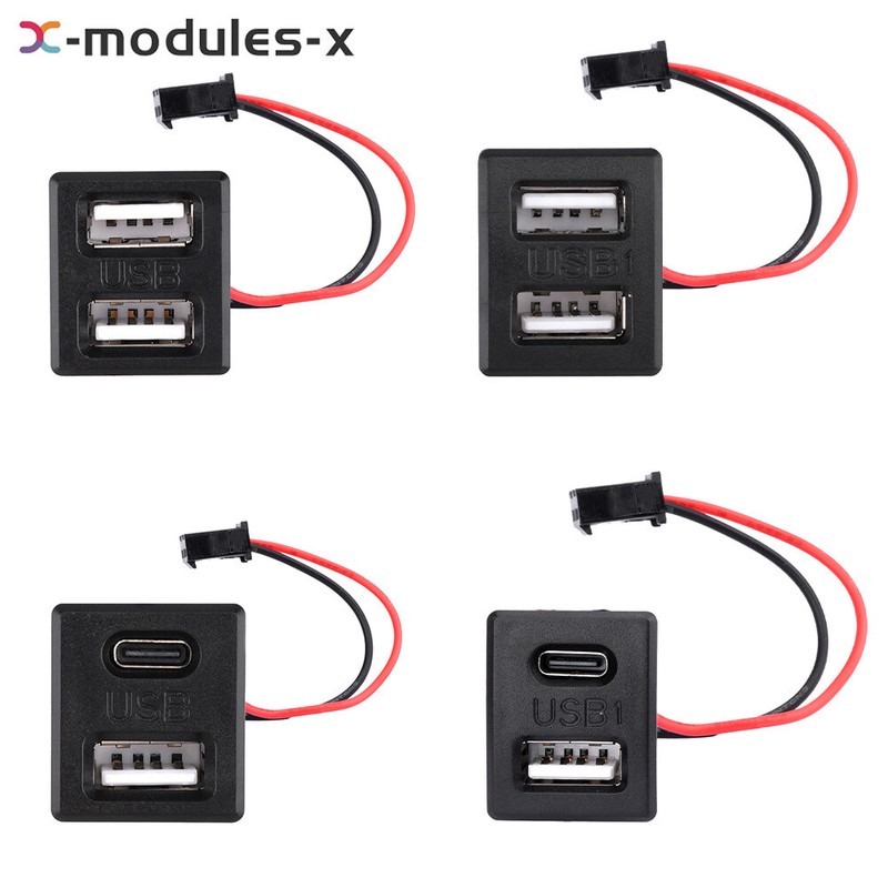 Dual USB Female Base Type-C Charging Socket Power Socket with Cable Connector U gallery