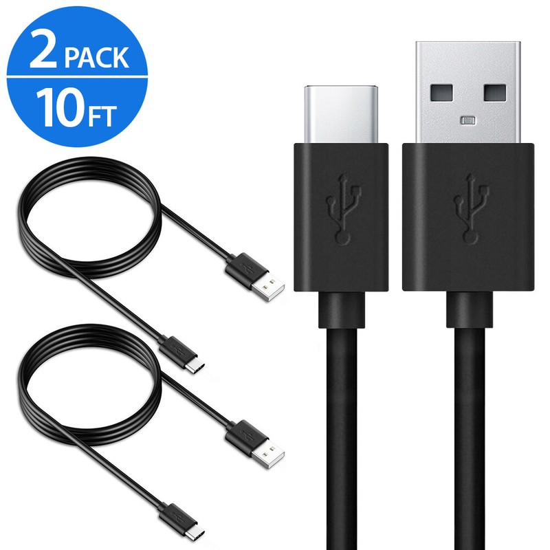2x 10FT USB-C Cable Type C Charger For Samsung Galaxy S8 S9 S10 Plus Note 8 9 10