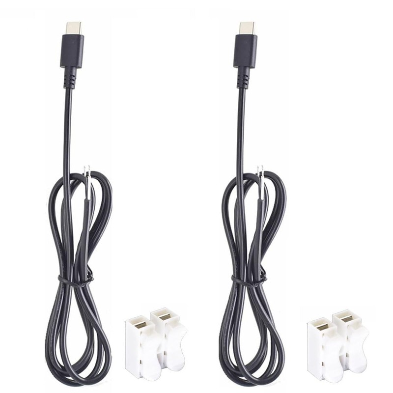 ELNONE 2Pack 1M/3.3Ft USB C Power Pigtail 2 Cable 22AWG 3A 12V Type C USB Mal…