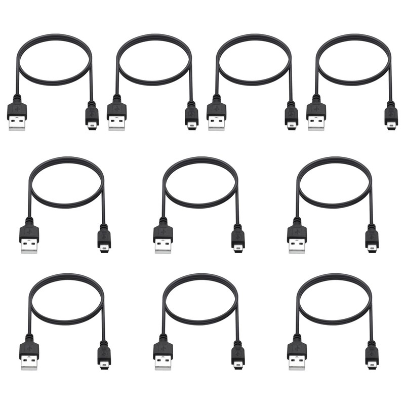 10 PCS 3FT Black Mini USB Cable MiniB Fast Charger Charging Cord Data Sync