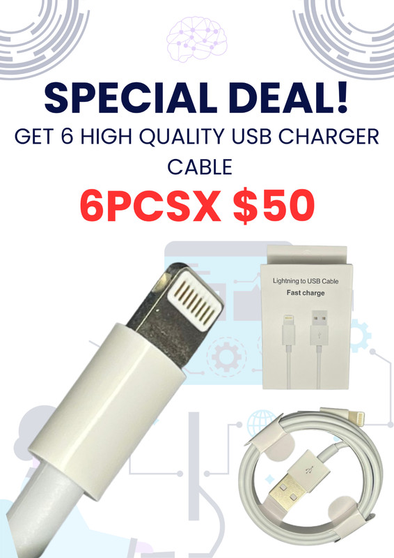 High Quality Phone Charging premium cable 4ft Extended Cable fast charge x6pcs