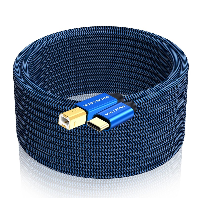 USB C Printer Cable 15ft, High Speed C to B Cord Blue