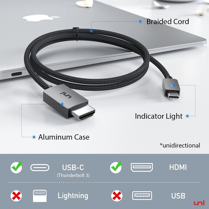 USB to HDMI Cable 15FT 4K30Hz, -Way USB Input to HDMI Output Cable, [Thunderb... gallery