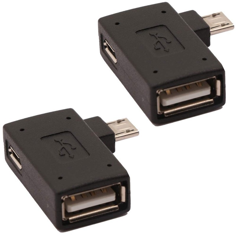 AuviPal 2-in-1 Powered Micro USB to USB OTG Adapter 90 Degree Right Angle Con…
