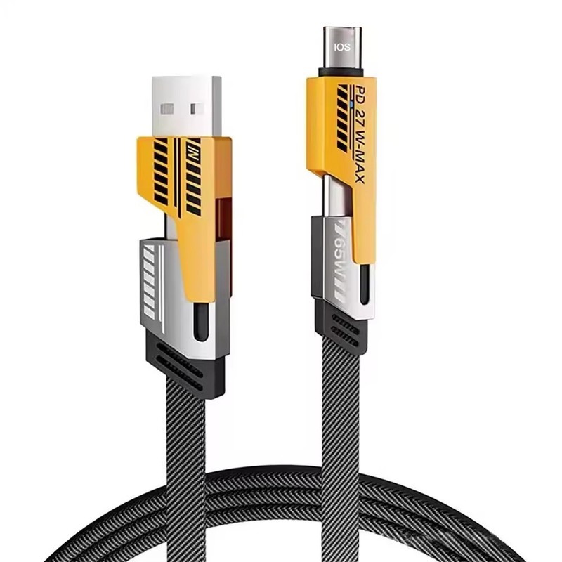 4-in-1 65W USB C Fast Charging Cable 27W PD Nylon Braided 4ft for iPhone Android gallery