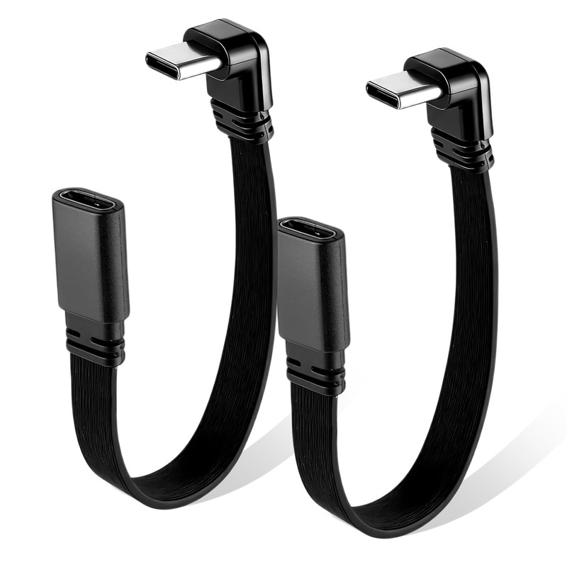 Xelsluthe 2Pack 90 Degree USB-C Extension Cable, 7.87inch, M/F Right Angle