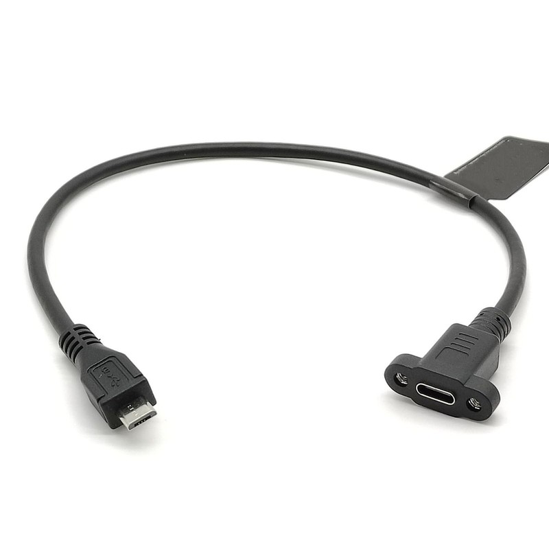 Micro B to USB 3.1 Type C Female Panel Mount Screw Locking Cable 30cm Cord gallery