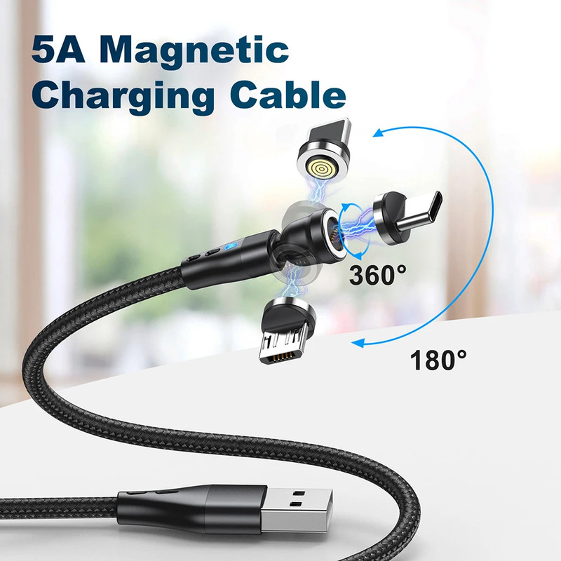 5A Magnetic Fast Charging Cable USB Type-C 1m, 2m Fast Charger Cord gallery