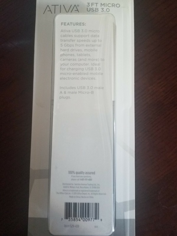 Ativa 3Ft USB Micro USB 3.0 cable blue gallery