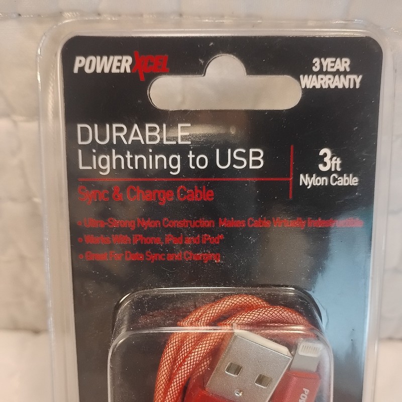Powerxcel Durable 30 Pin to USB Sync Charge Cable, 3 ft Nylon iPhone iPad iPod gallery