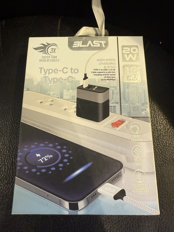 G) Blast 10ft Type-c Plus usb charging cable And 20W Wall Charger gallery