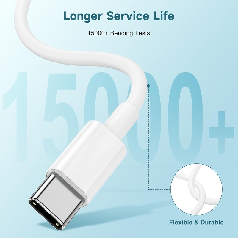 PD 60W Dual USB-C Cable Fast Charging Cord For iPhone 15 16 17 Air/Samsung Lot gallery