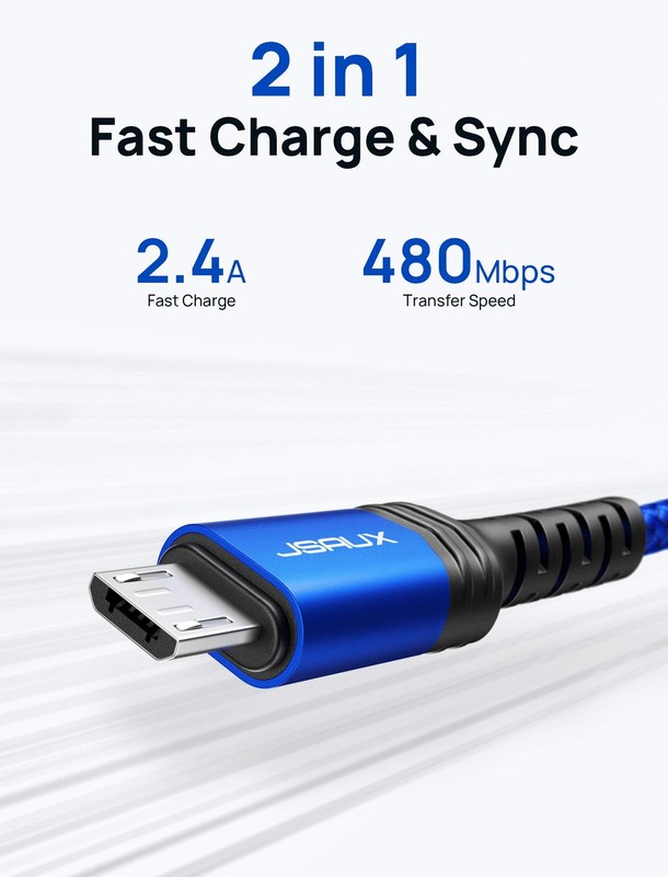 2-Pack Micro USB Cable 6.6ft Fast Charging Data Sync Cord for Android Kindle gallery