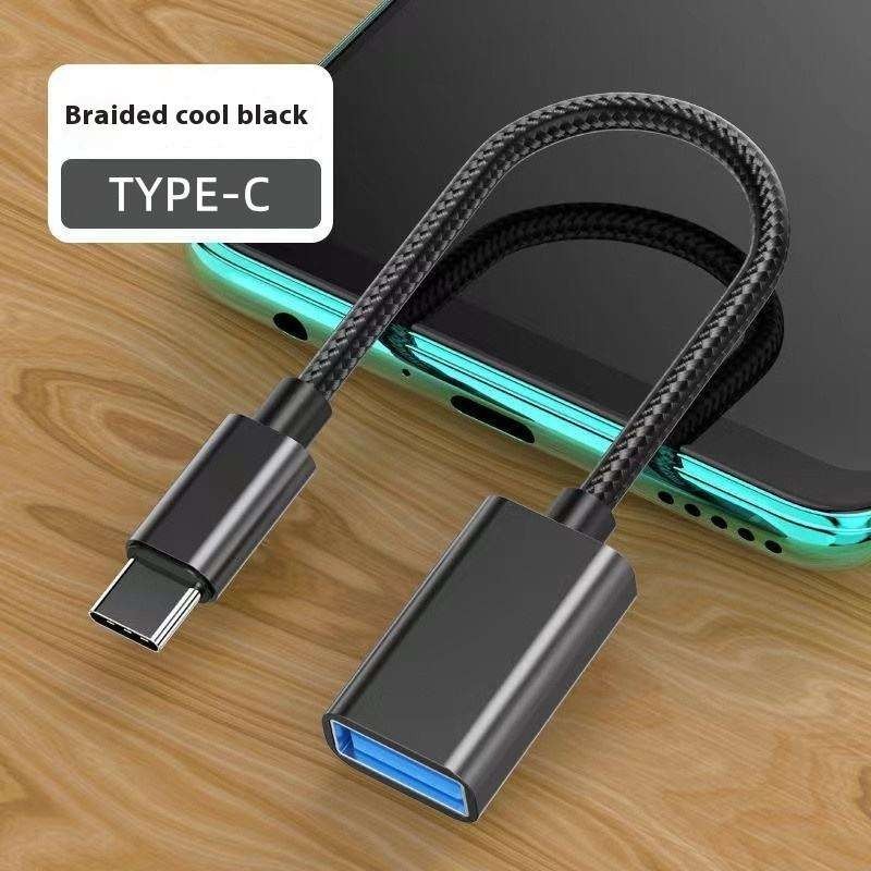 USB C to USB 3.0 OTG Adapter Cable Type C Male to USB Female Braided Cord Black gallery