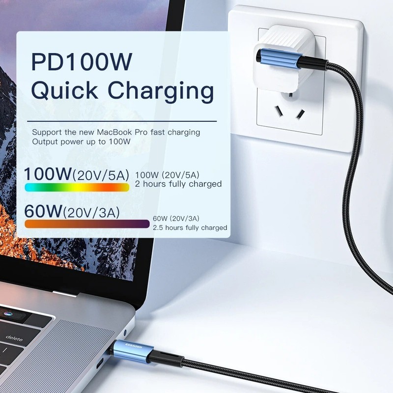 100W USB Type C To USB C Cable 90 Degree Samsung Huawei Fast ChargingType-C Date gallery