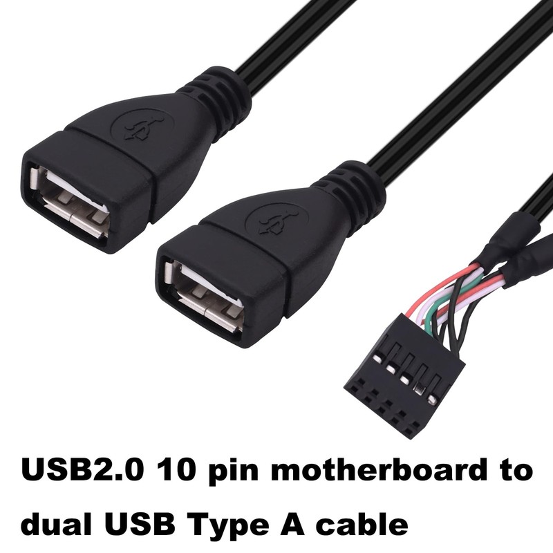 USB 2.0 10 Pin Header to Dual USB Type A Adapter Splitter Cable 10 Pin Mother... gallery