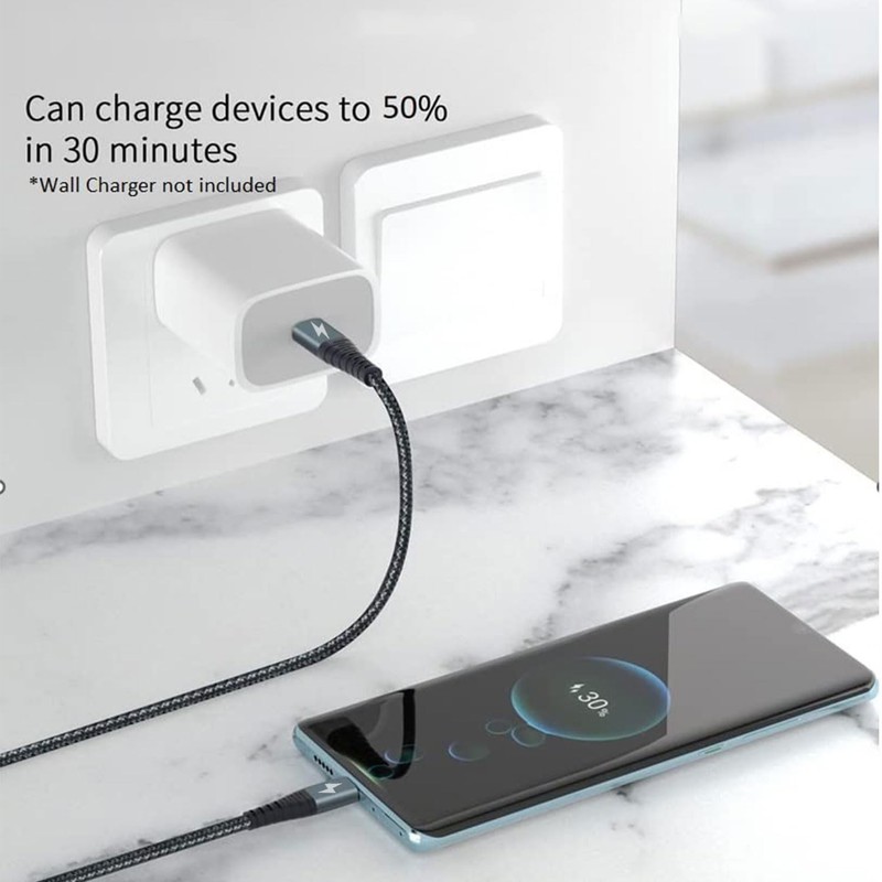 USB C to C Cable Type C To Type C Fast Charging Cord 6ft Gray Blue Power Wire gallery