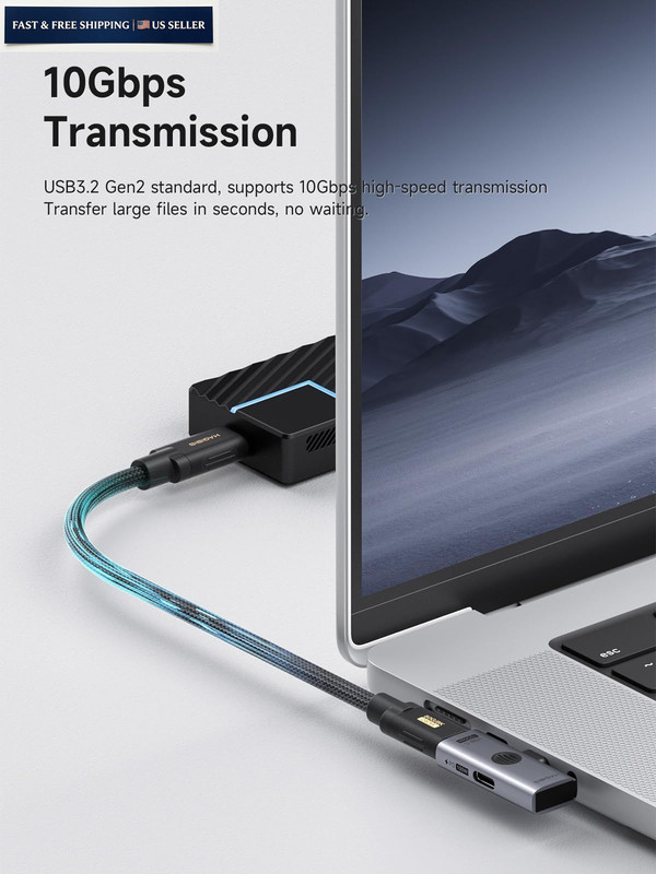 Hagibis USB-C Splitter with 100W Fast Charging and 10Gbps USB 3.2, 2 in Grey gallery