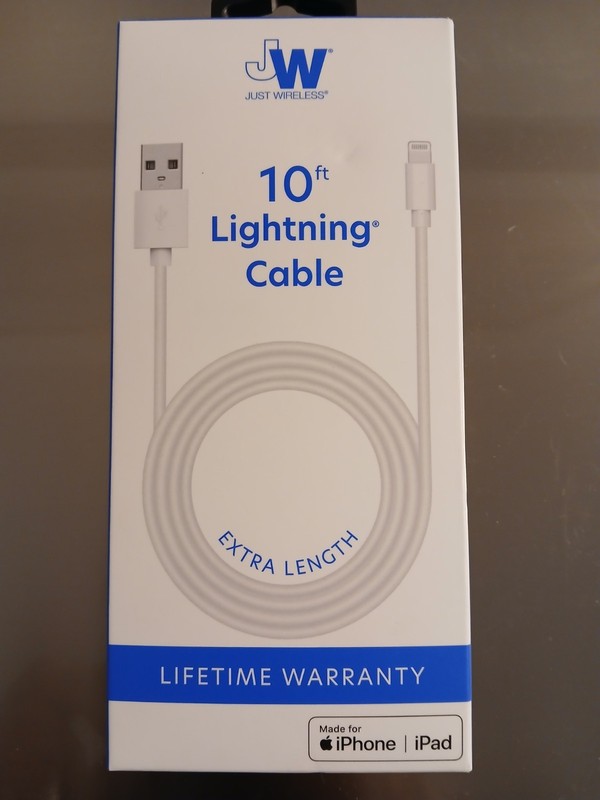 Just Wireless Extra Length 10ft USB Cable For iPhone And iPad