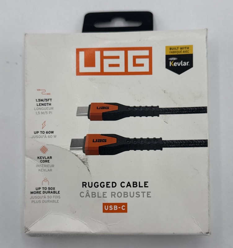 UAG Rugged Core 5ft POWER CABLE USB-C to USB-C (Black & Orange) – NEW
