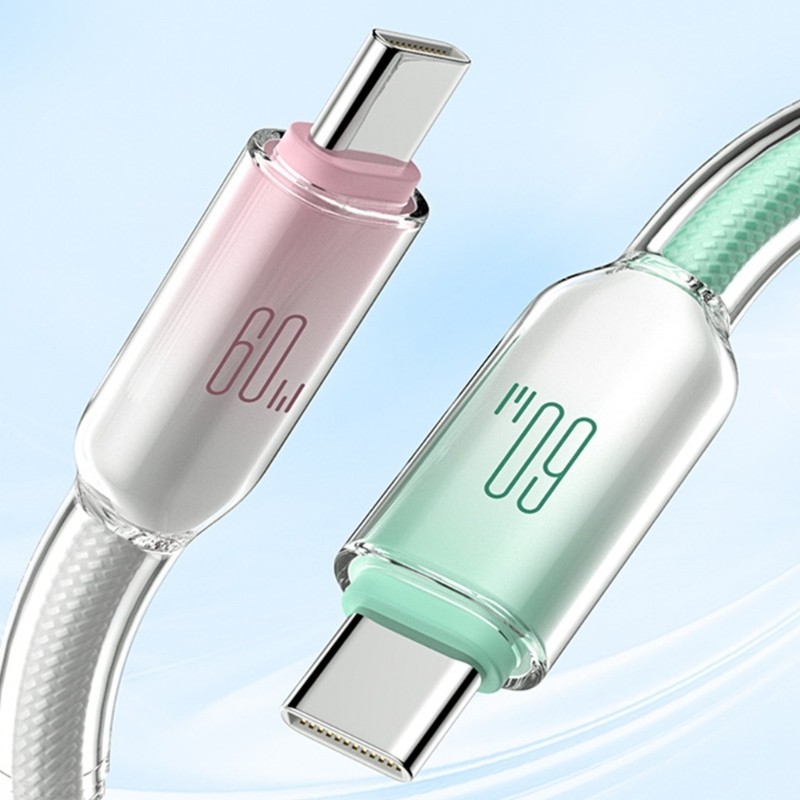 Efficient 60W Ice Crystal Type C to Type C Charger Cable Wire Supports PD30W gallery
