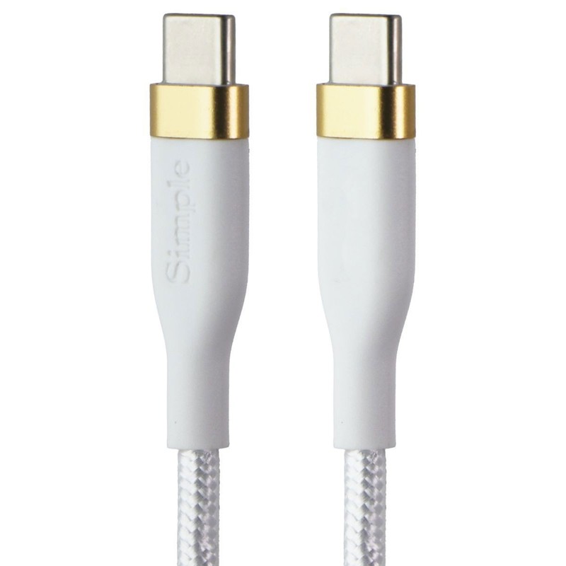 S. Simple (4 Foot) USB-C to USB-C Tough-Knit Braided Cable – White/Gold
